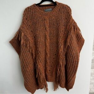 Anthropologie Marled Fringe Poncho